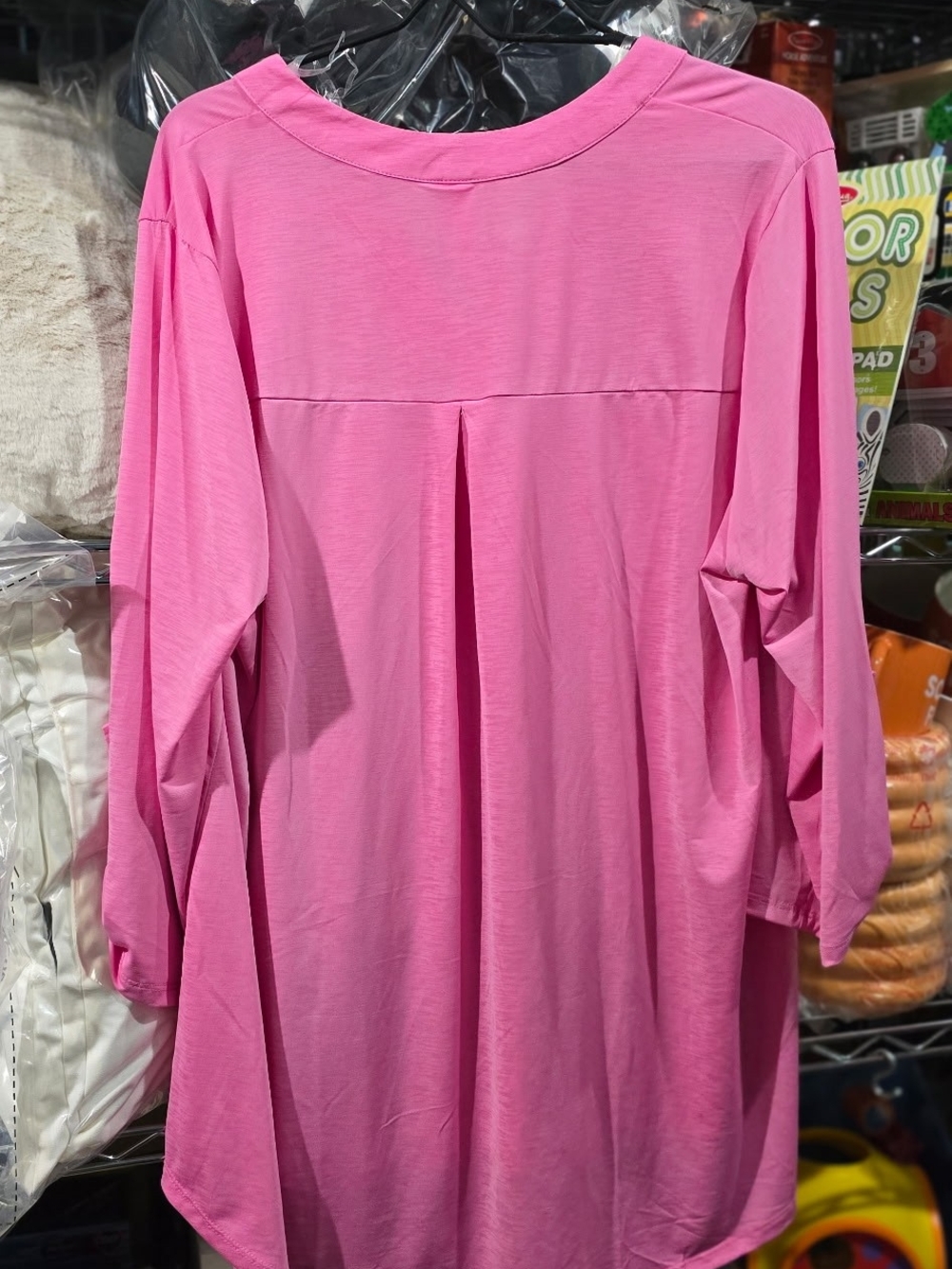 New XL Dear Scarlett Pink Notch-Neck Long Sleeve Tunic Top - Picture 2 of 3